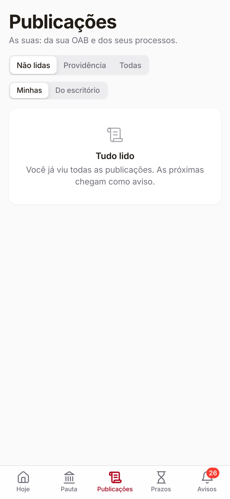 App: publicações